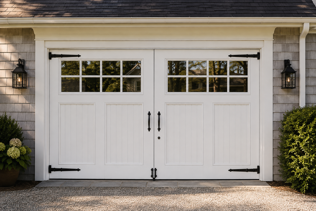 The Lexington Classic White Swing-Out Garage Door