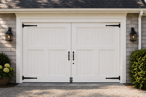 The Lexington Classic White Swing-Out Garage Door